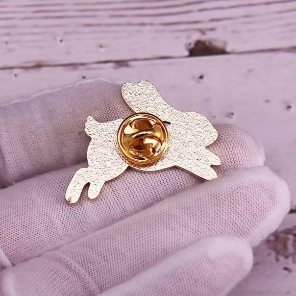 Creepy Cool Rabbit Skeleton Glitter Enamel Pin - Picture 2 of 2